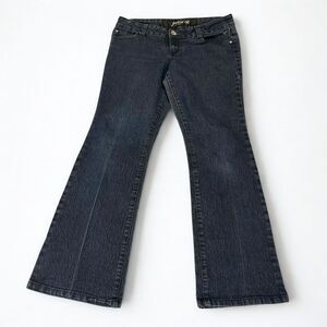 Grane Jeans Women 11 Short Bootcut Stretch Mid Rise Dark Wash Denim Embroidered